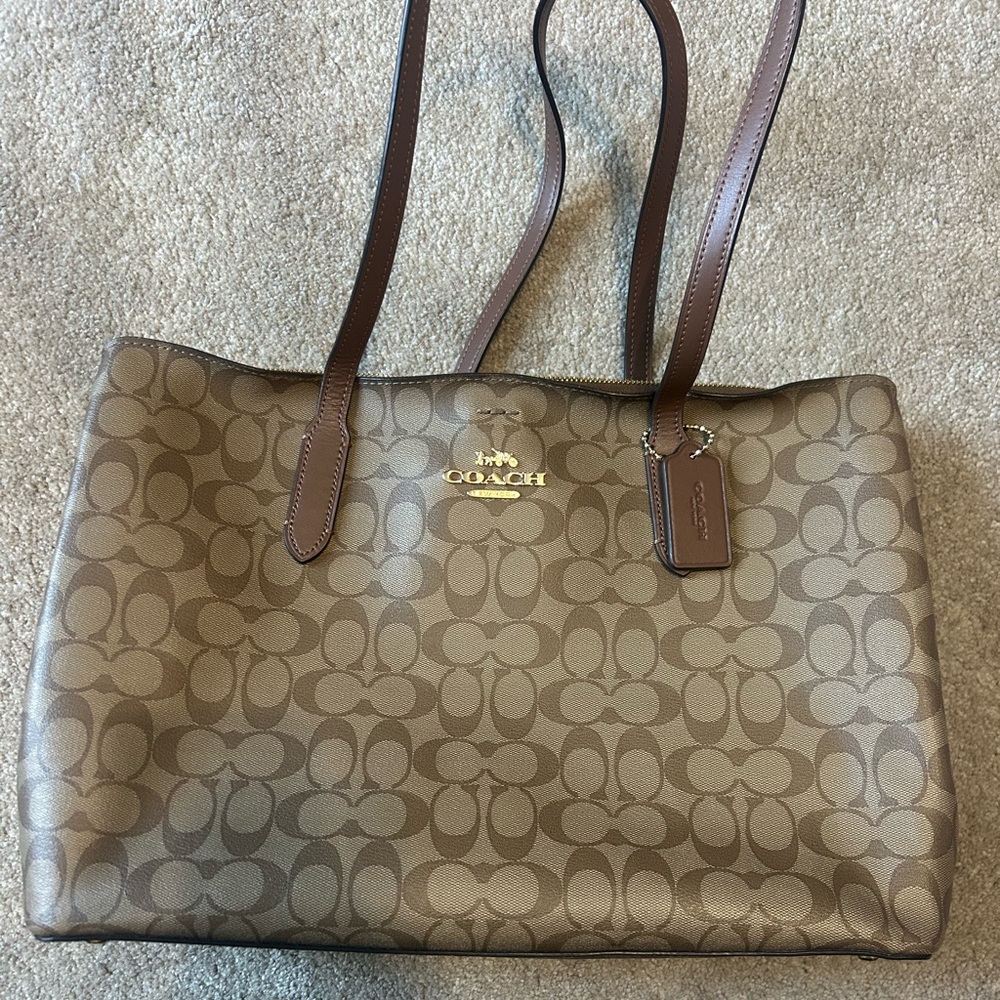 Coach Brown Signature Large Avenue Carryall Tote